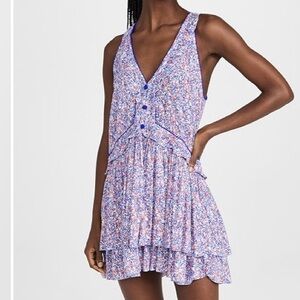 Poupette St Barth Mae Ditsy Floral Mini Dress In Light Blue